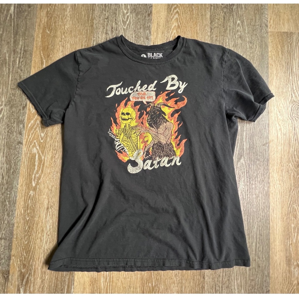 Black Matter Graphic Tee Mens L Black Touched By Satan Baphomet Skeleton Shirt
